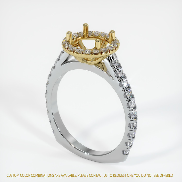 18K Yellow & White Pave Ring Setting