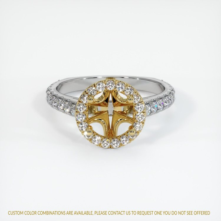 18K Yellow & White Pave Ring Setting