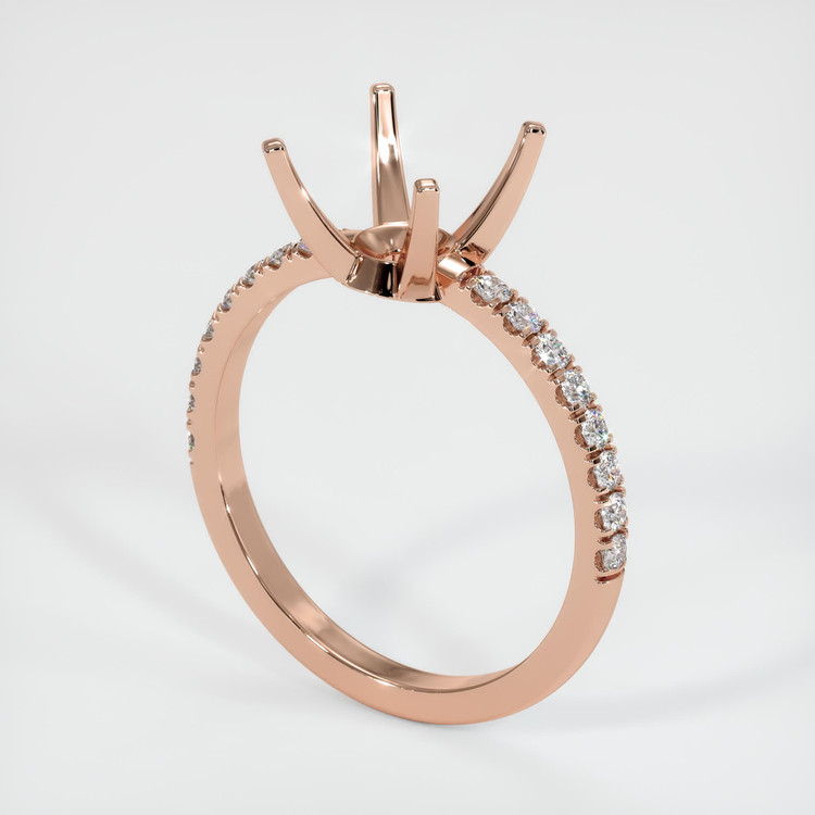 14K Rose Gold Pave Ring Setting