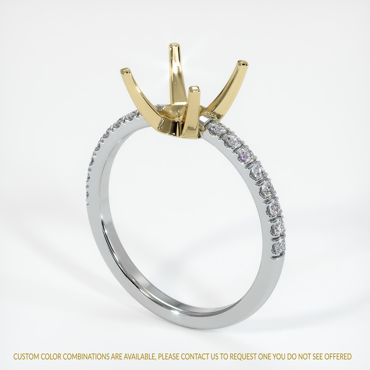 14K Yellow & White Pave Ring Setting
