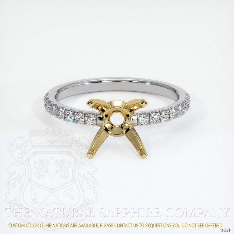 14K Yellow & White Pave Ring Setting