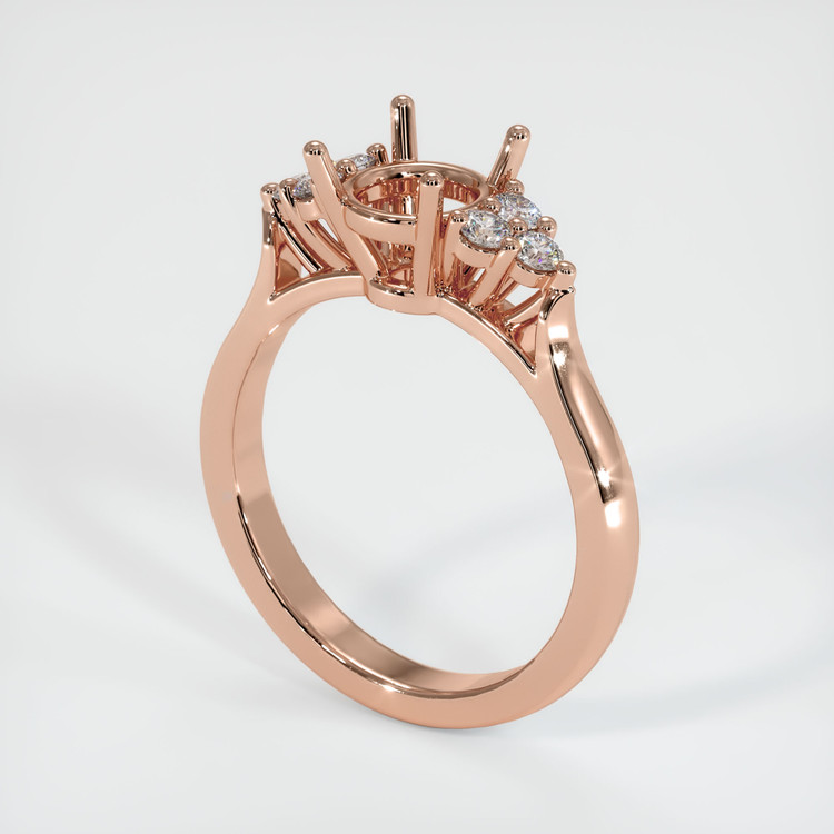 14K Rose Gold Accent Stones Ring Setting