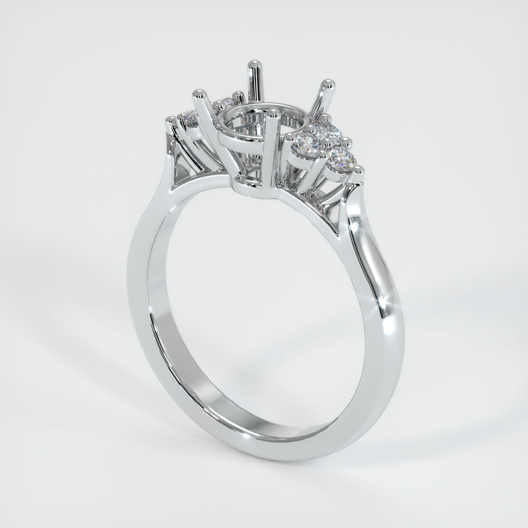 14K White Gold Accent Stones Ring Setting