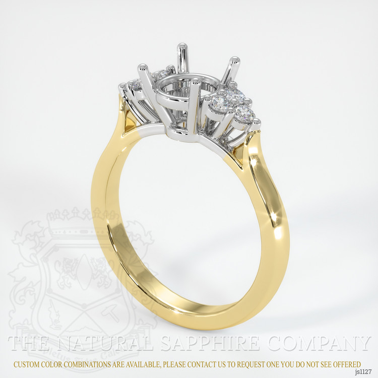 14K White & Yellow Accent Stones Ring Setting