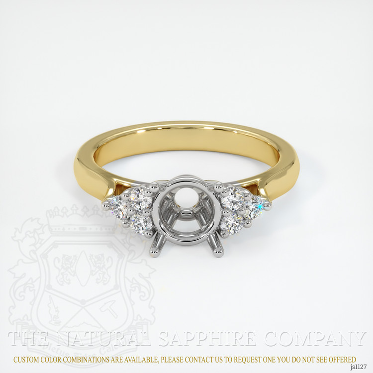 14K White & Yellow Accent Stones Ring Setting