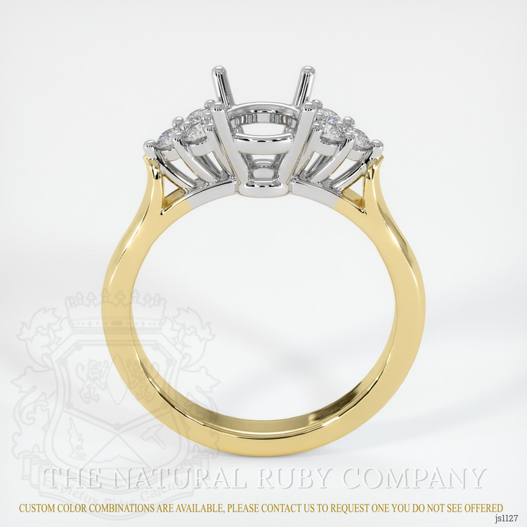 14K White & Yellow Accent Stones Ring Setting