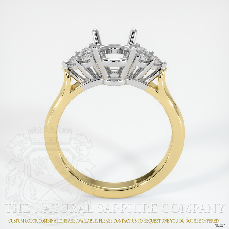 14K White & Yellow Accent Stones Ring Setting