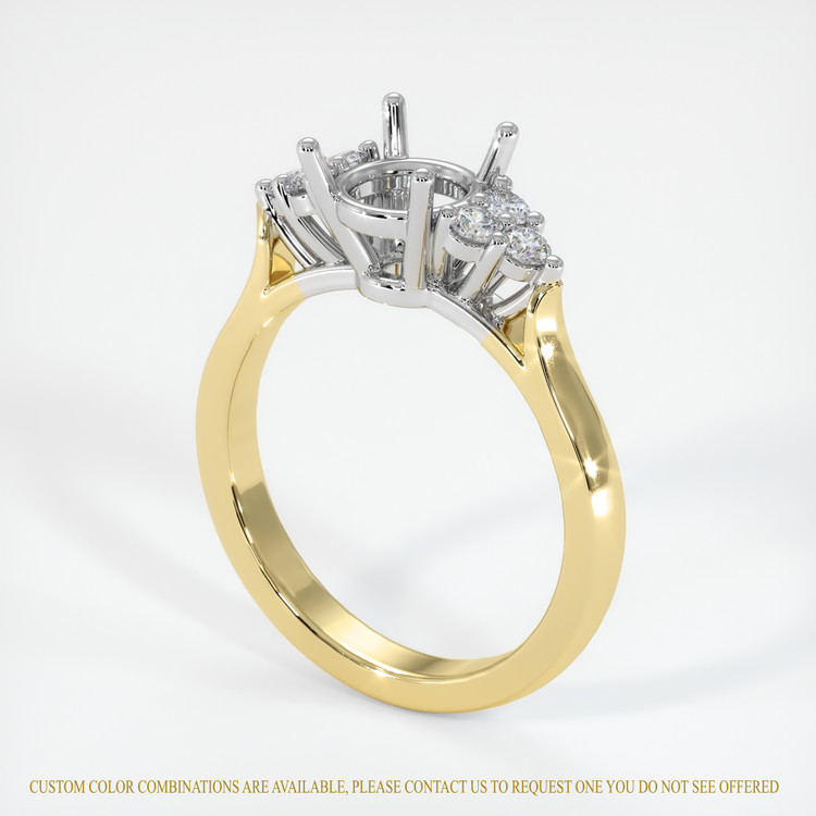18K White & Yellow Accent Stones Ring Setting