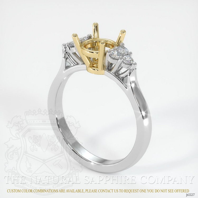 14K Yellow & White Accent Stones Ring Setting