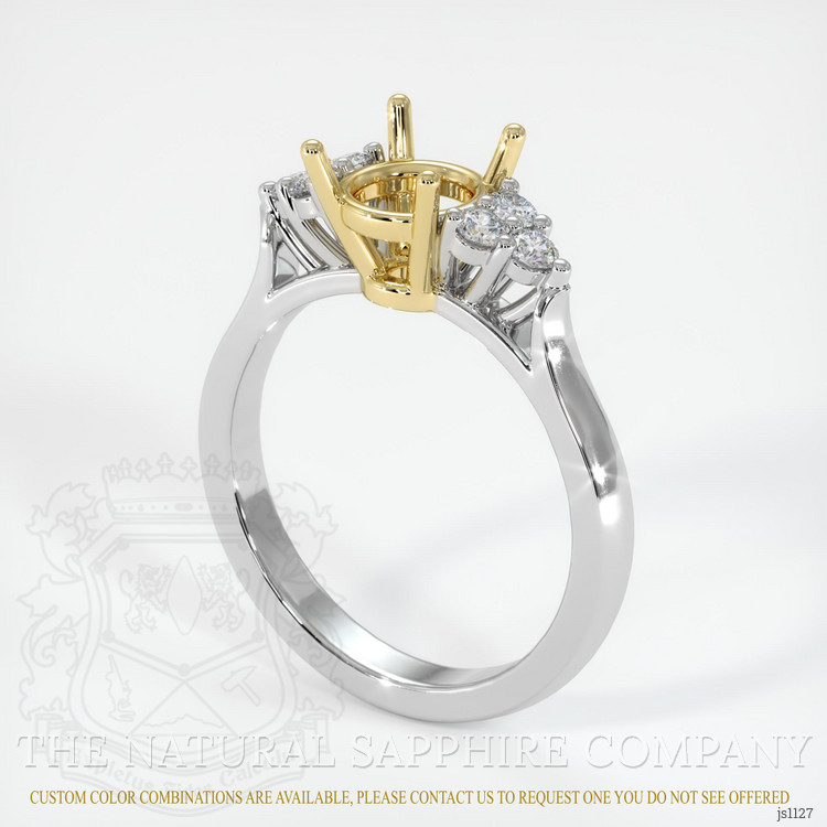 18K Yellow & White Accent Stones Ring Setting
