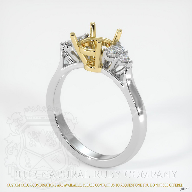 18K Yellow & White Accent Stones Ring Setting