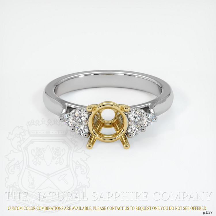 18K Yellow & White Accent Stones Ring Setting