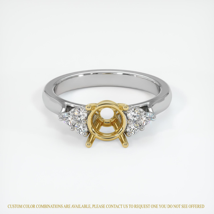 18K Yellow & White Accent Stones Ring Setting