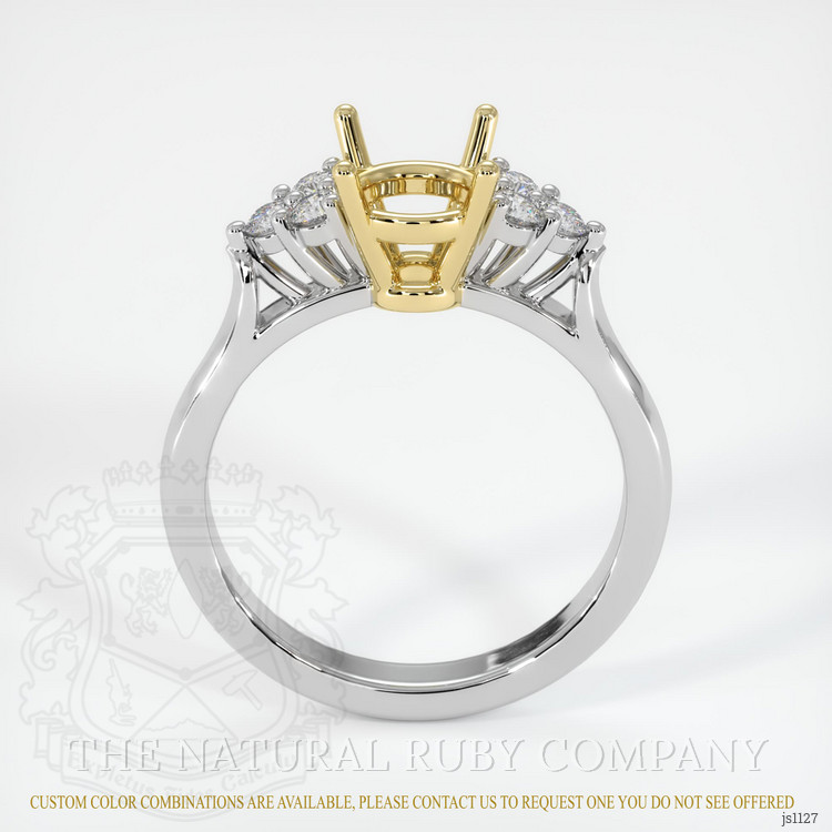 18K Yellow & White Accent Stones Ring Setting