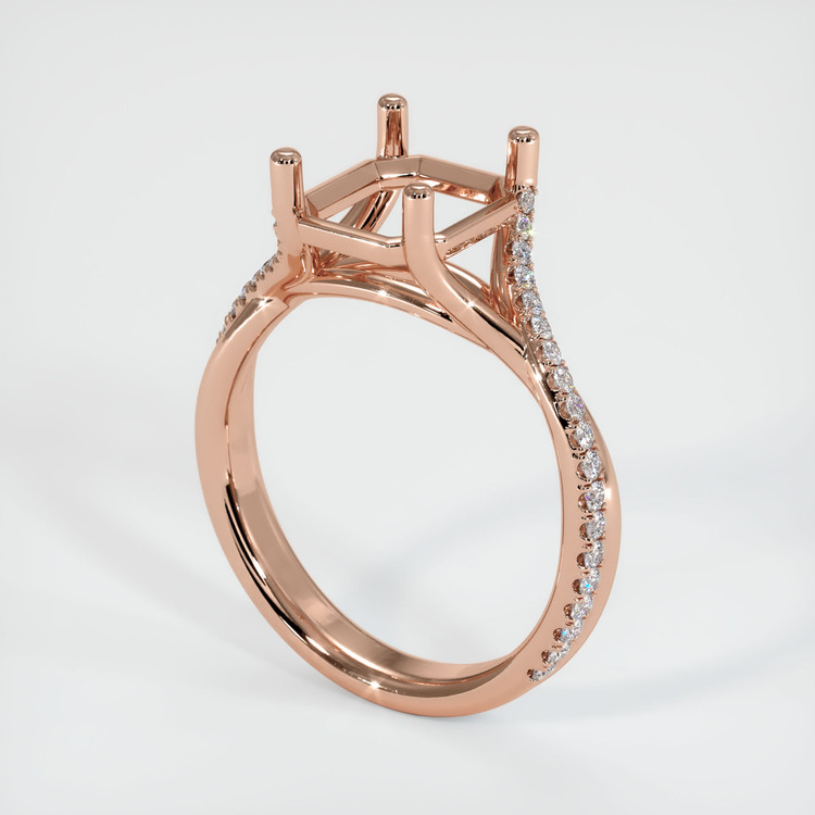 14K Rose Gold Pave Ring Setting