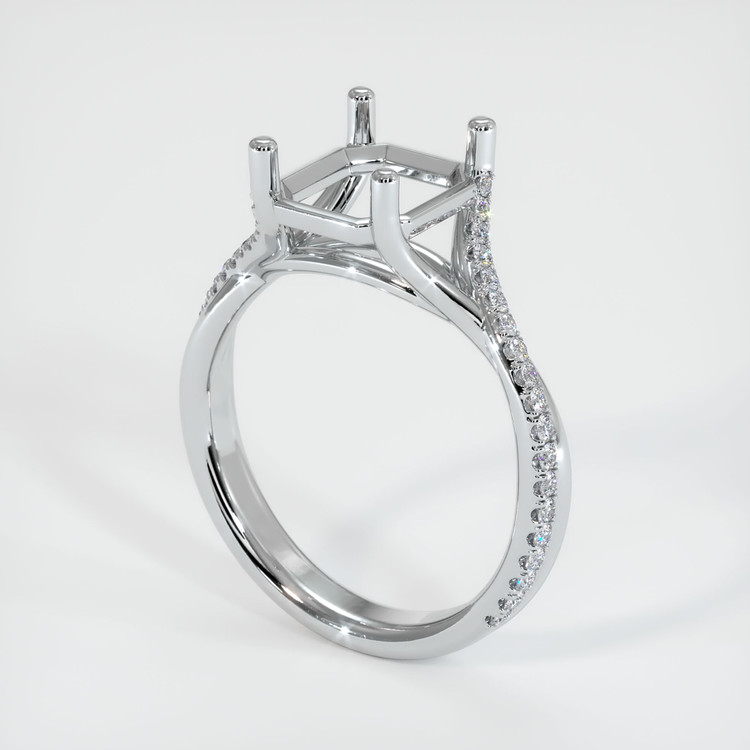 14K White Gold Pave Ring Setting