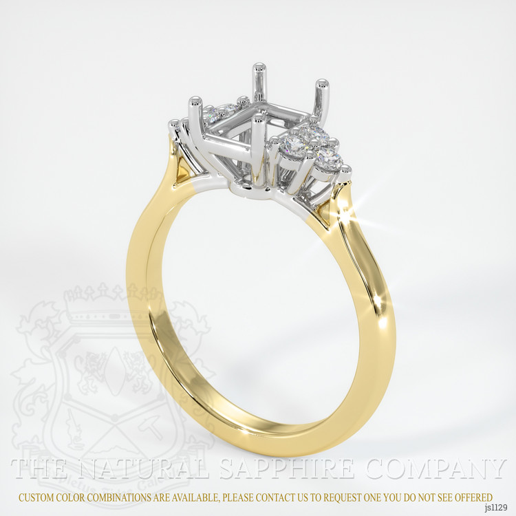 14K White & Yellow Accent Stones Ring Setting