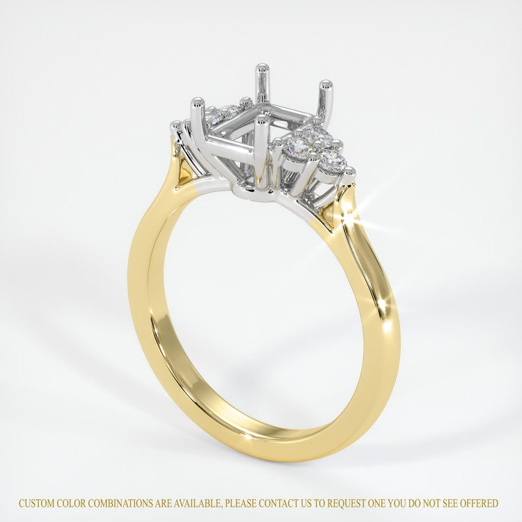 14K White & Yellow Accent Stones Ring Setting