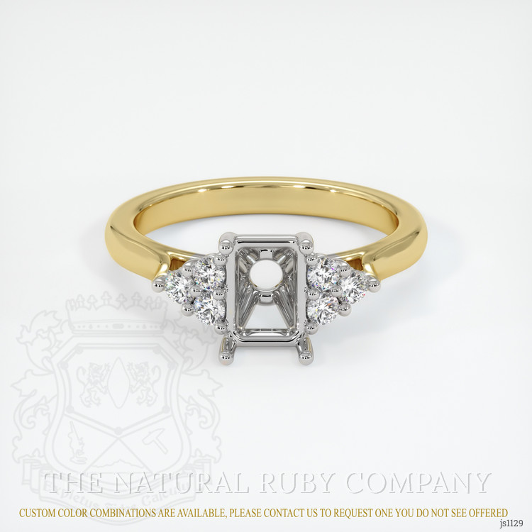 14K White & Yellow Accent Stones Ring Setting