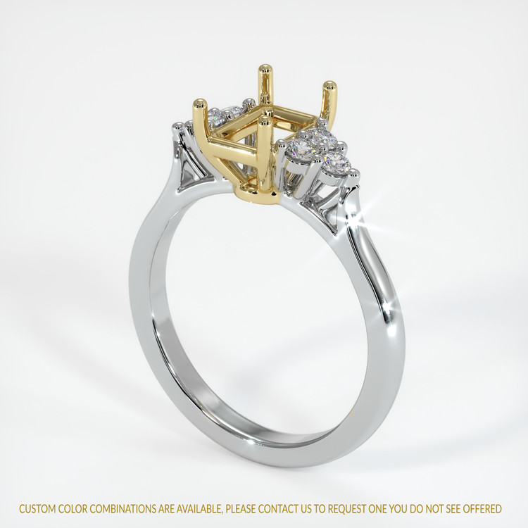 14K Yellow & White Accent Stones Ring Setting