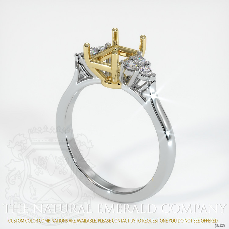 18K Yellow & White Accent Stones Ring Setting