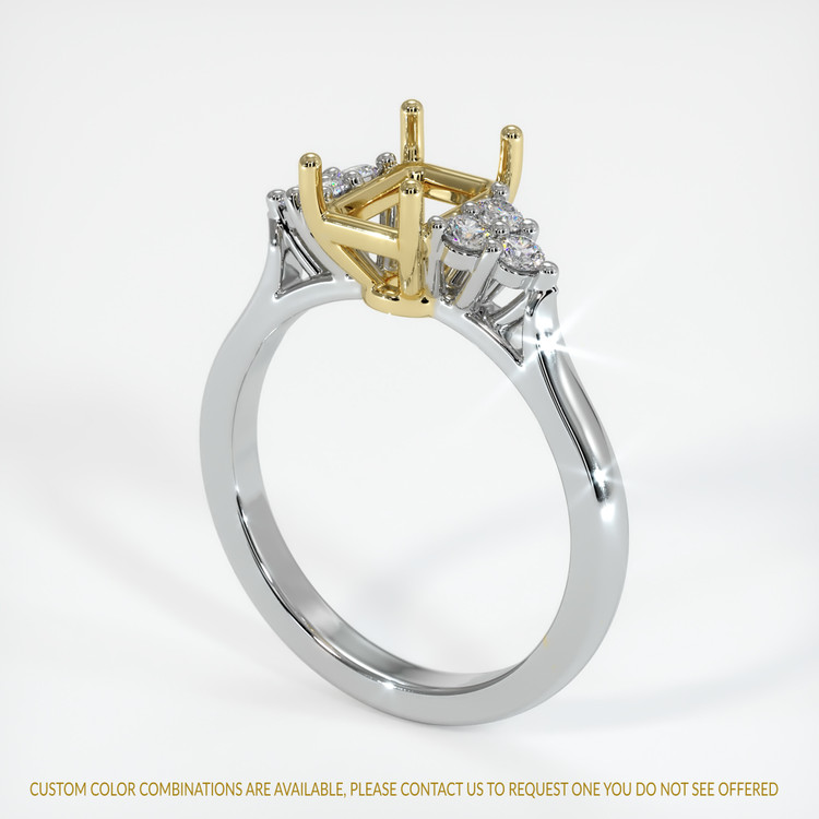 18K Yellow & White Accent Stones Ring Setting