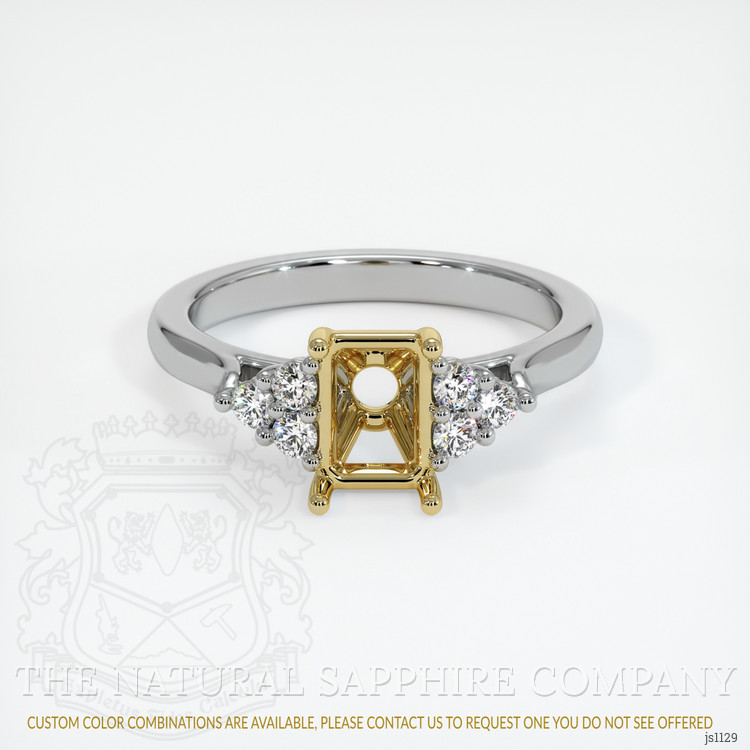 18K Yellow & White Accent Stones Ring Setting