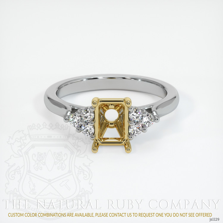 18K Yellow & White Accent Stones Ring Setting