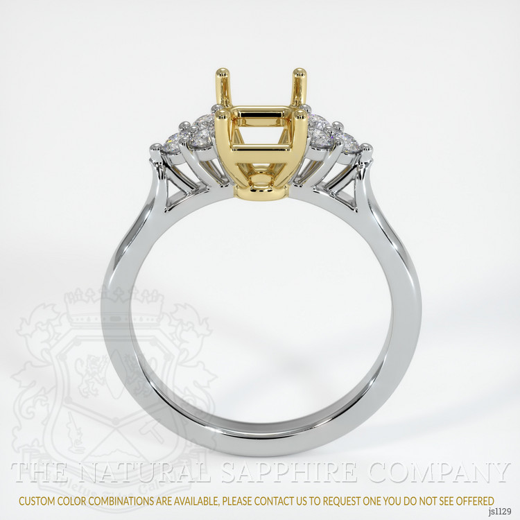 18K Yellow & White Accent Stones Ring Setting