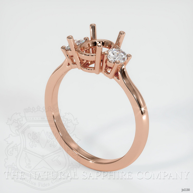 14K Rose Gold Three Stone Ring Setting