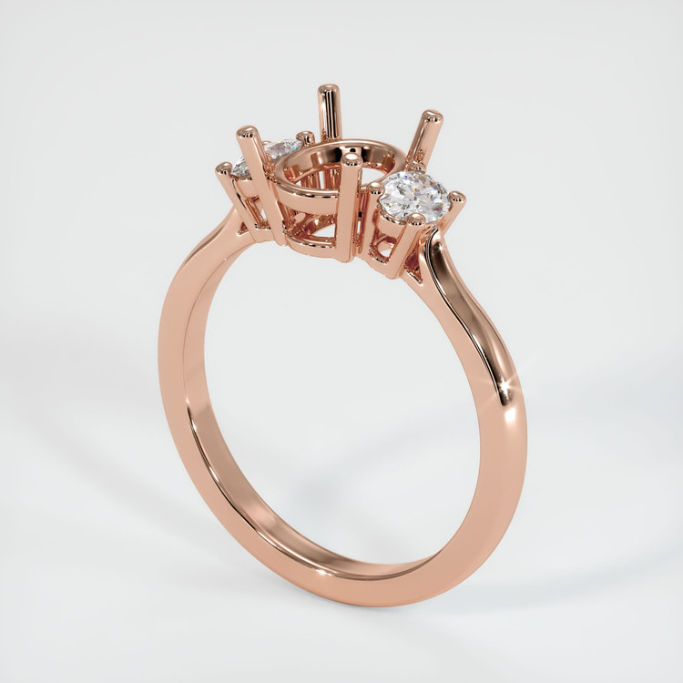 14K Rose Gold Three Stone Ring Setting