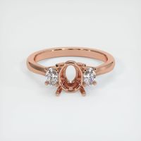 14K Rose Gold Three Stone Ring Setting Image