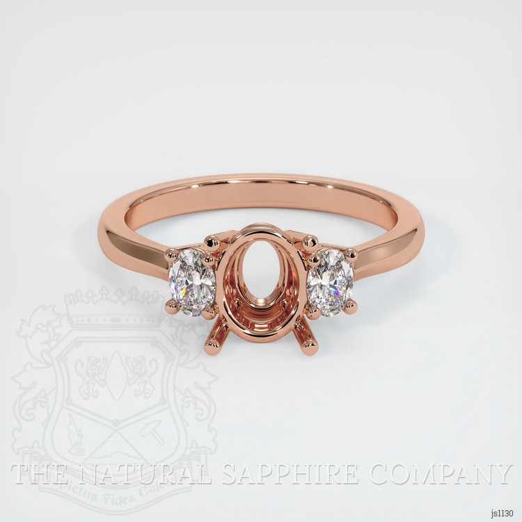 14K Rose Gold Three Stone Ring Setting