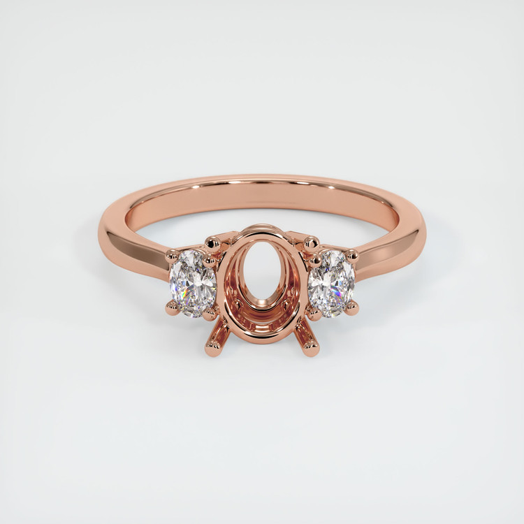 14K Rose Gold Three Stone Ring Setting