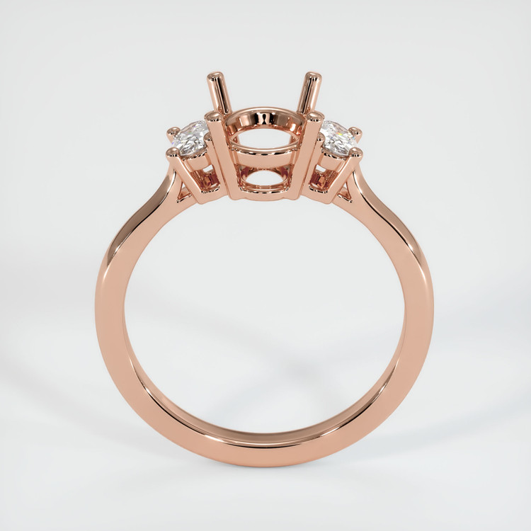 14K Rose Gold Three Stone Ring Setting