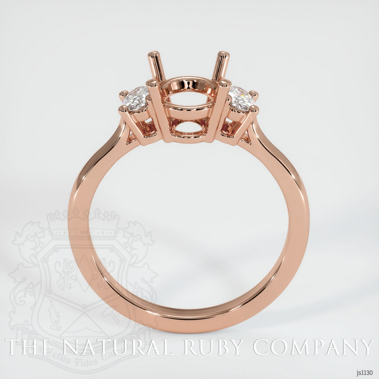 14K Rose Gold Three Stone Ring Setting