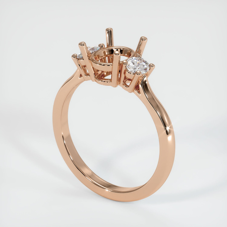 18K Rose Gold Three Stone Ring Setting