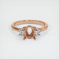 18K Rose Gold Three Stone Ring Setting Image
