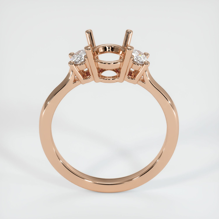 18K Rose Gold Three Stone Ring Setting