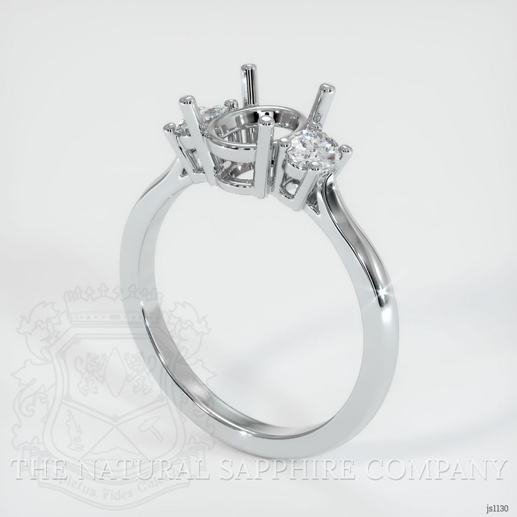 14K White Gold Three Stone Ring Setting