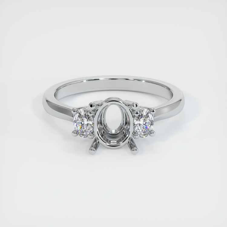 14K White Gold Three Stone Ring Setting