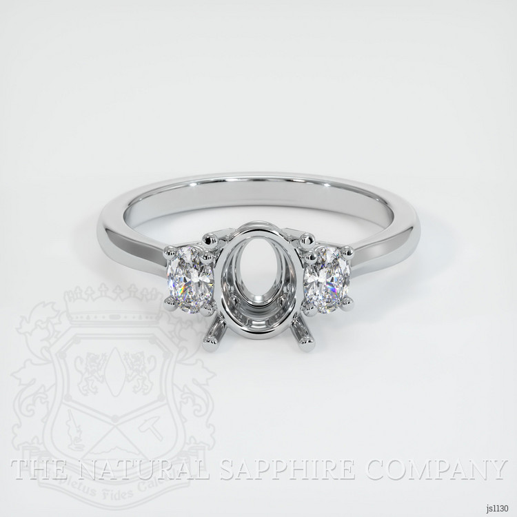 14K White Gold Three Stone Ring Setting