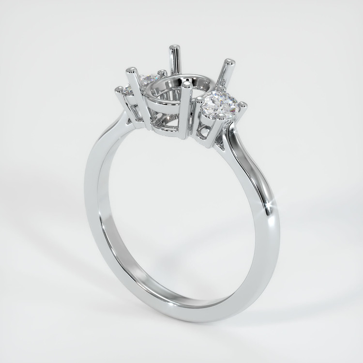 18K White Gold Three Stone Ring Setting