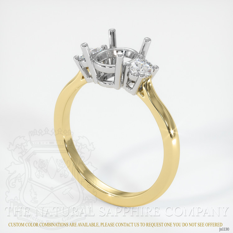 14K White & Yellow Three Stone Ring Setting
