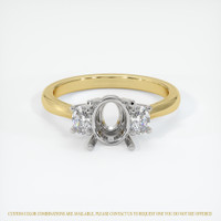 14K White & Yellow Three Stone Ring Setting Image