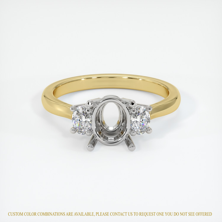 14K White & Yellow Three Stone Ring Setting