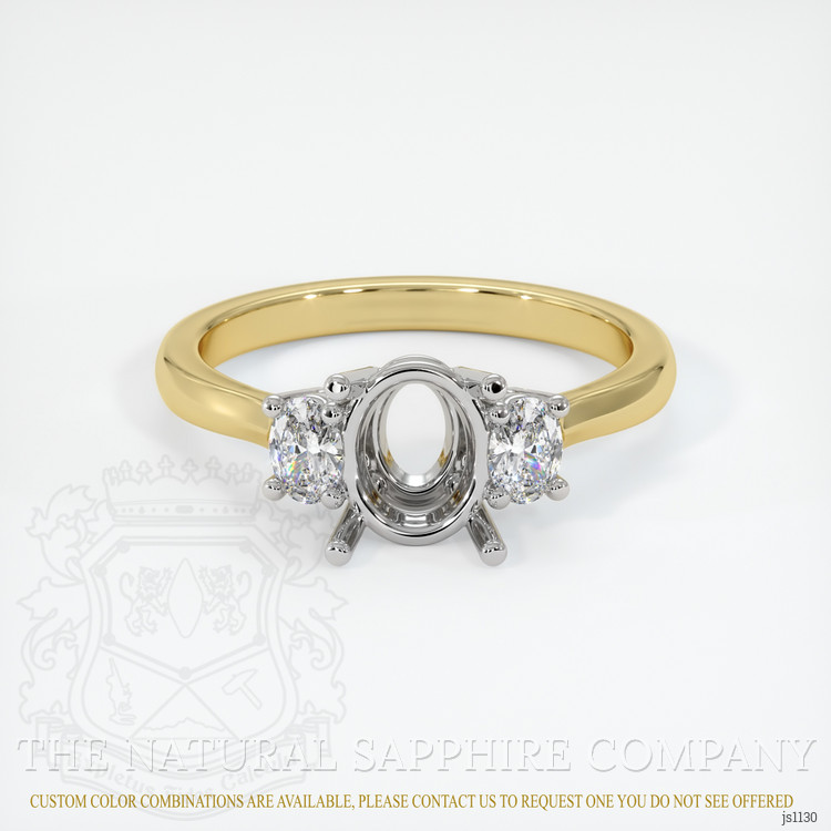 14K White & Yellow Three Stone Ring Setting