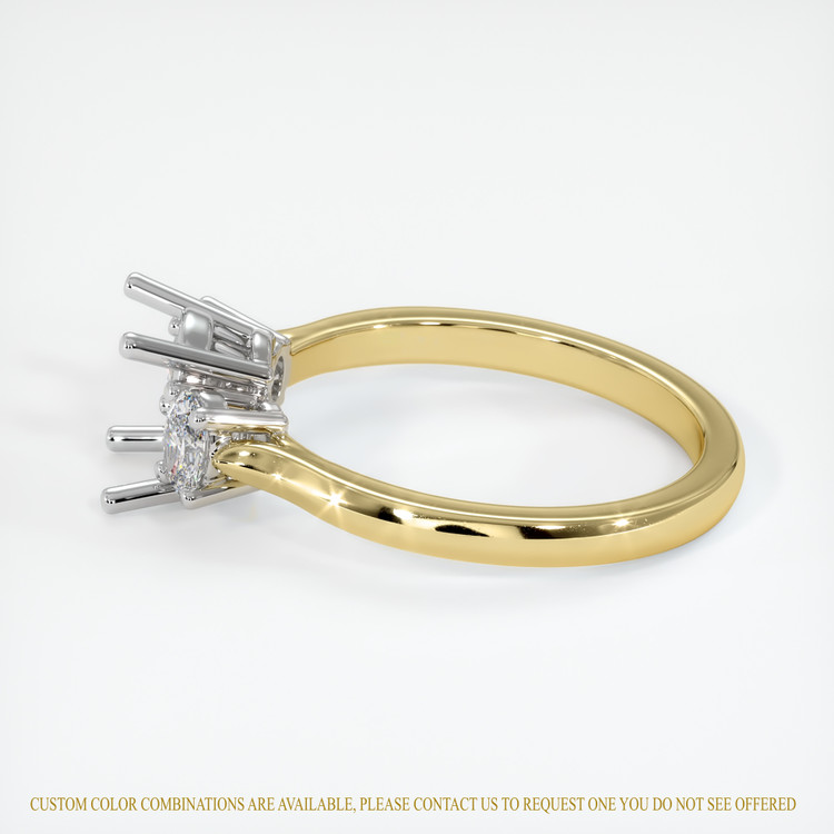 14K White & Yellow Three Stone Ring Setting