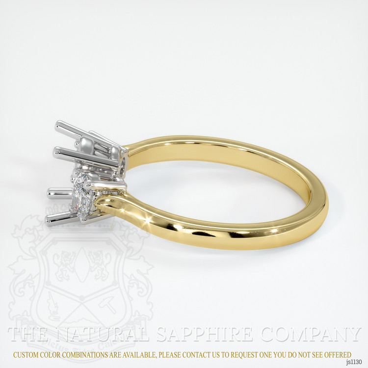 14K White & Yellow Three Stone Ring Setting