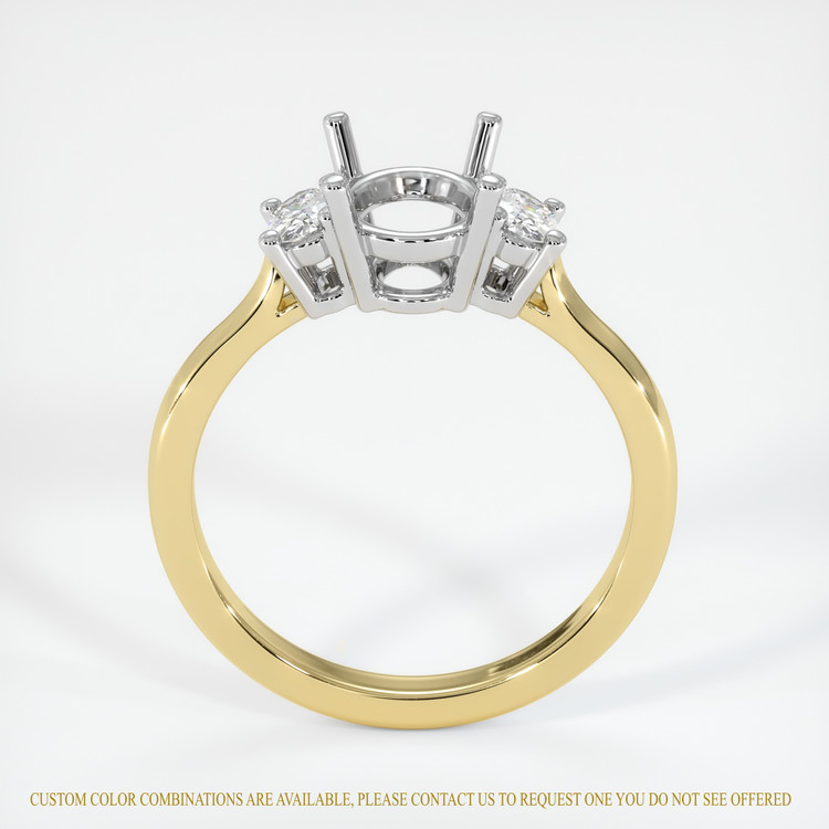 14K White & Yellow Three Stone Ring Setting